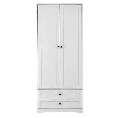 Wardrobe Clothes Closet Storage Organizer with 2 Doors White