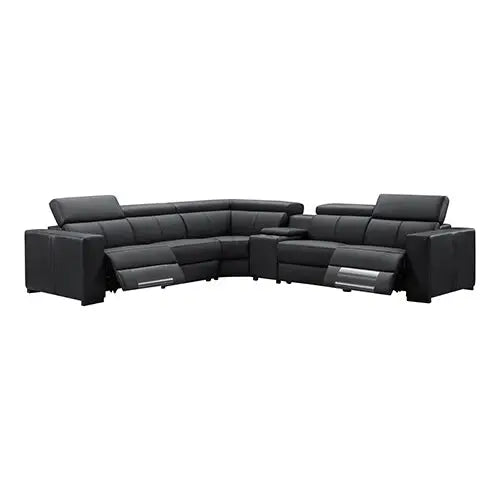 Washington Genuine Leather 6 Seater Corner Sofa with 2 Electric Recliners and Reversible Console