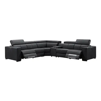 Washington Genuine Leather 6 Seater Corner Sofa with 2 Electric Recliners and Reversible Console