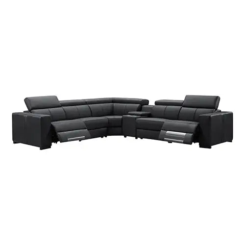 Washington Genuine Leather 6 Seater Corner Sofa with 2 Electric Recliners and Reversible Console