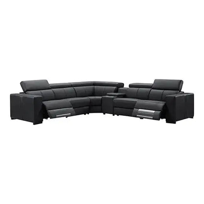 Washington Genuine Leather 6 Seater Corner Sofa with 2 Electric Recliners and Reversible Console