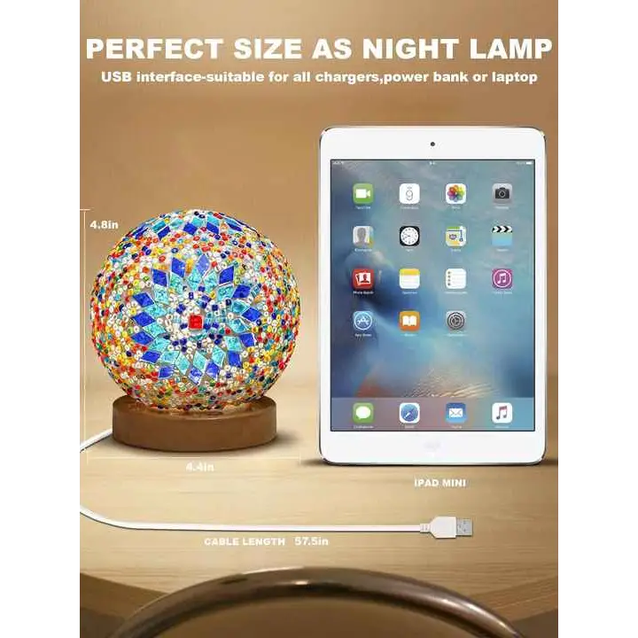 Wavy Blue Handmade Mosaic Glass Lamp - Vibrant Decorative Table Light