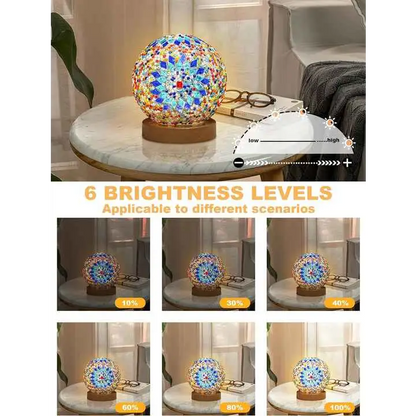 Wavy Blue Handmade Mosaic Glass Lamp - Vibrant Decorative Table Light