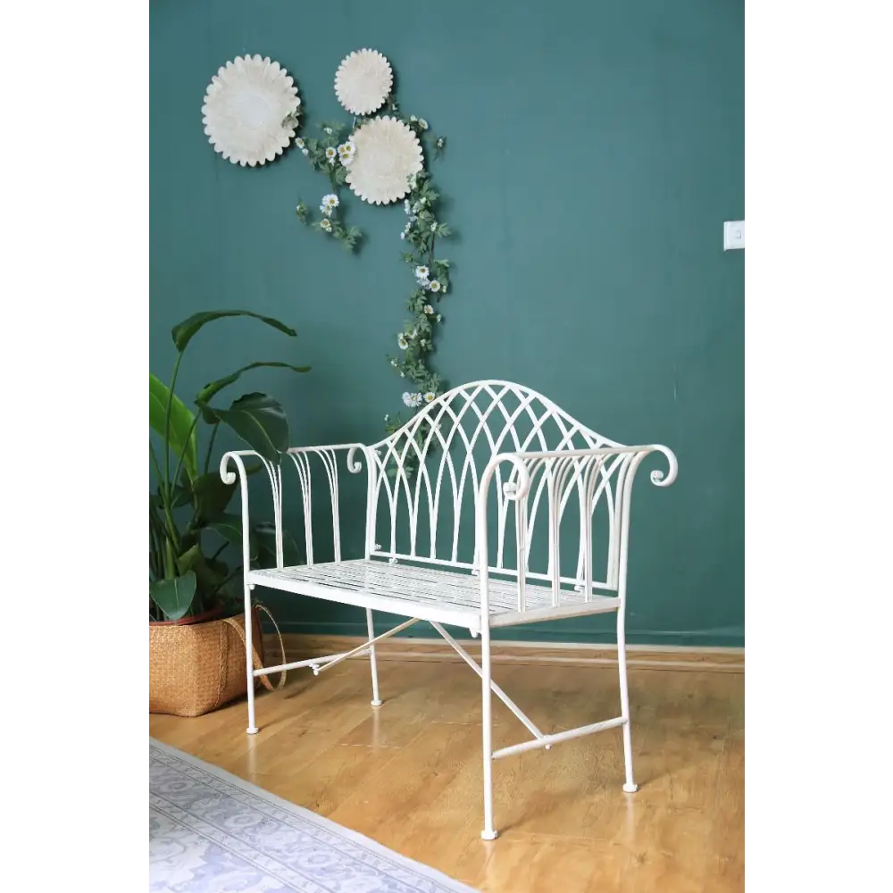 White Lavinia Iron Outdoor Bench