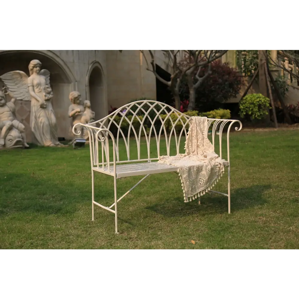 White Lavinia Iron Outdoor Bench