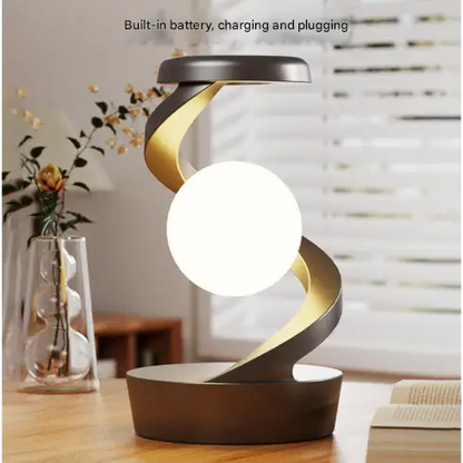 White Modern Levitating Led Desk Lamp - Spiral Design Atmosphere Light