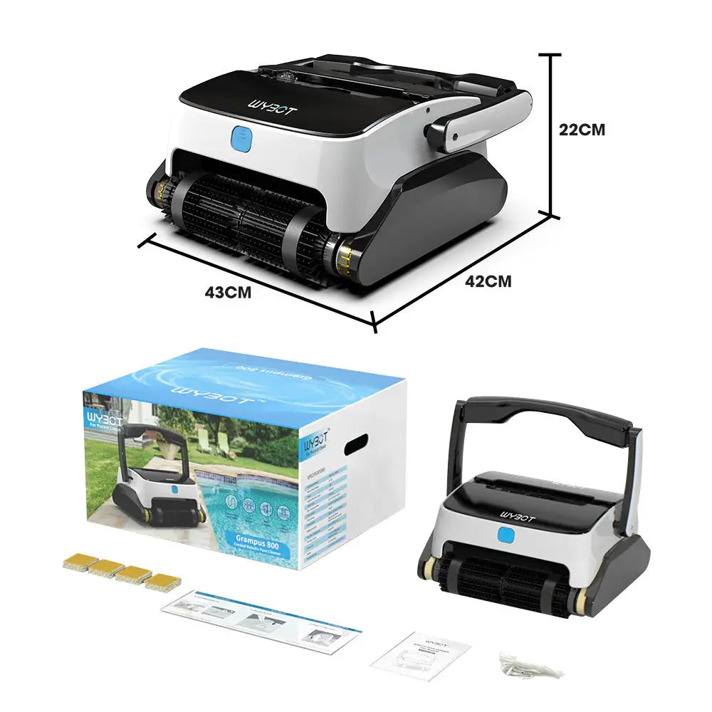 Wybot Grampus 800 Robotic Pool Cleaner Automatic Vacuum with Quick Clean Wall Climbing Capability Powerful Triple