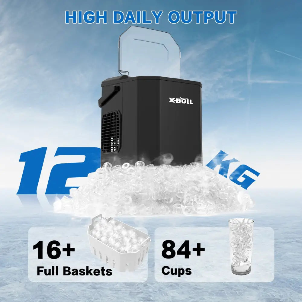 X-bull Ice Maker Machine Commercial Portable Cube 2.2l Home Bar Benchtop Black