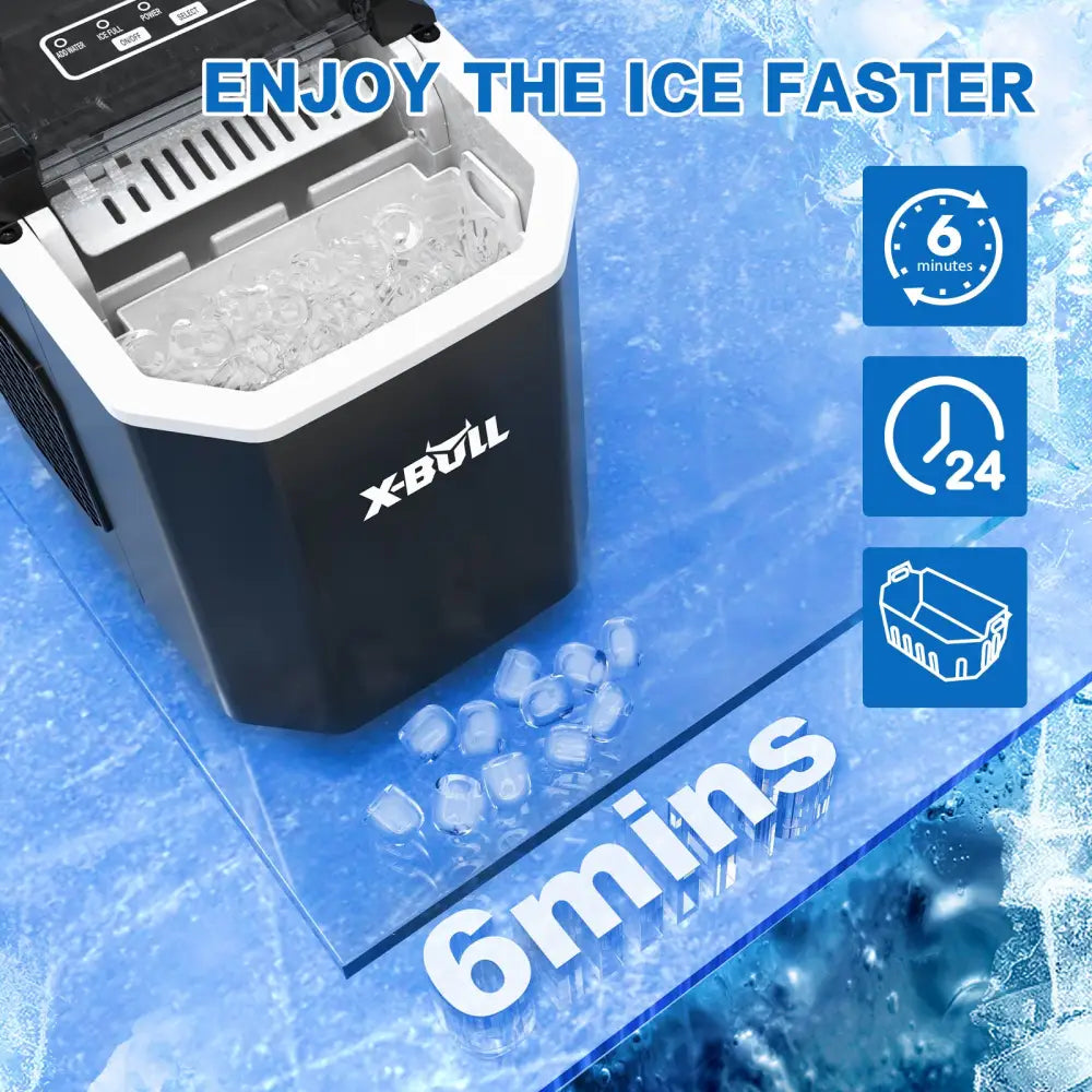 X-bull Ice Maker Machine Commercial Portable Cube 2.2l Home Bar Benchtop Black