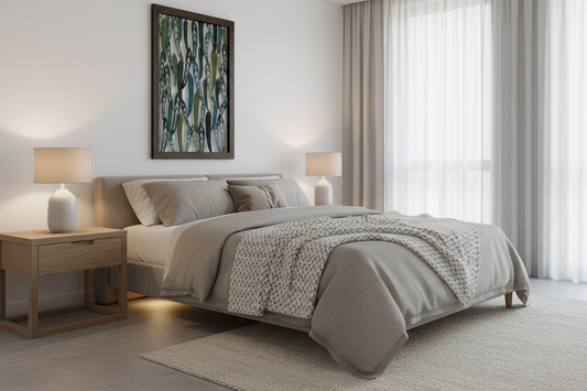 modern bedroom wall art australia leaves design